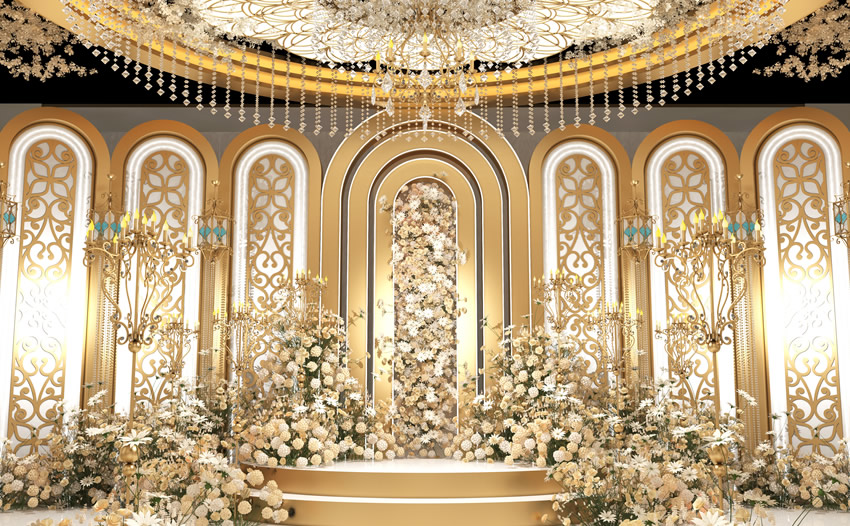 渭南香槟色调婚礼堂效果展示